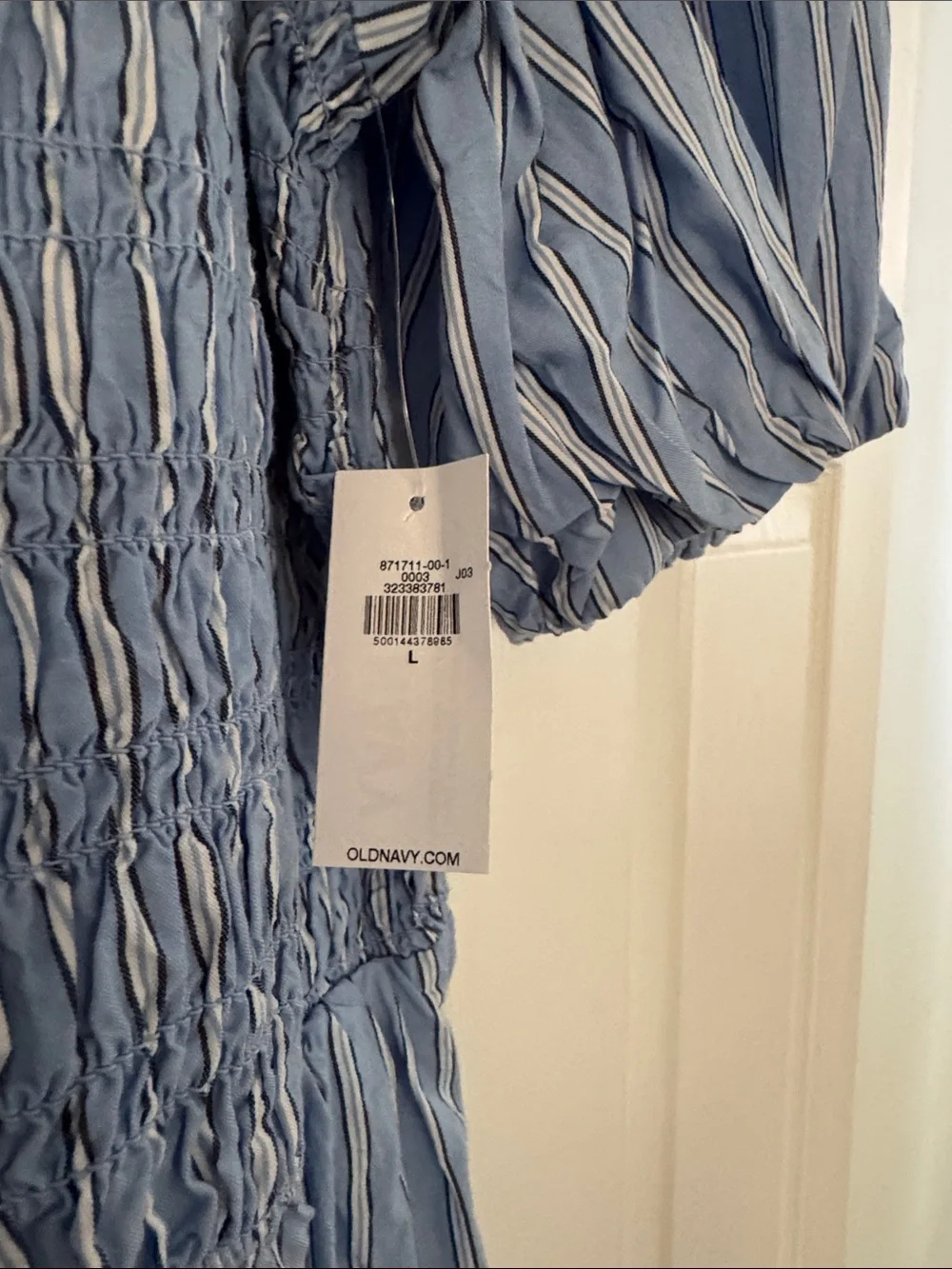 Old Navy Light Blue Striped Smocked Mini Dress - Picture 2 of 2